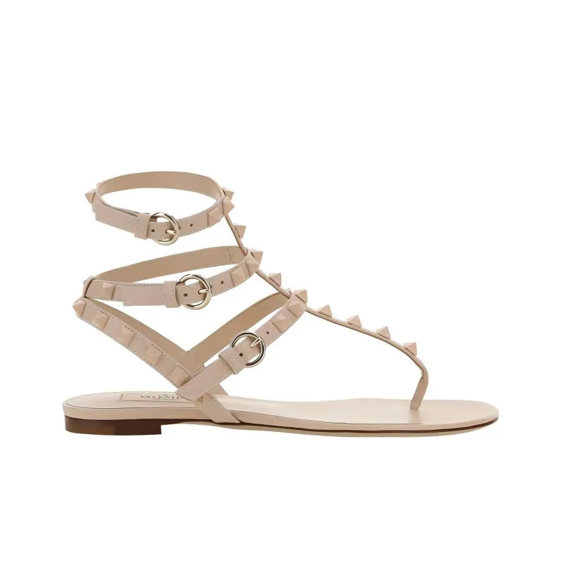 Valentino ROCKSTUD Roman Sandals Women's Beige-1
