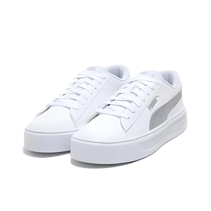 PUMA Slip Resistant Cushioning Low Top Skateboard Shoes Women's Silver White-2
