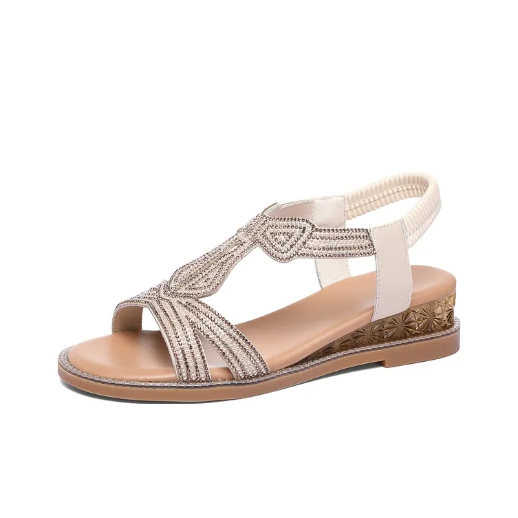Golden Silk Rabbit Strap Sandals Women's-8