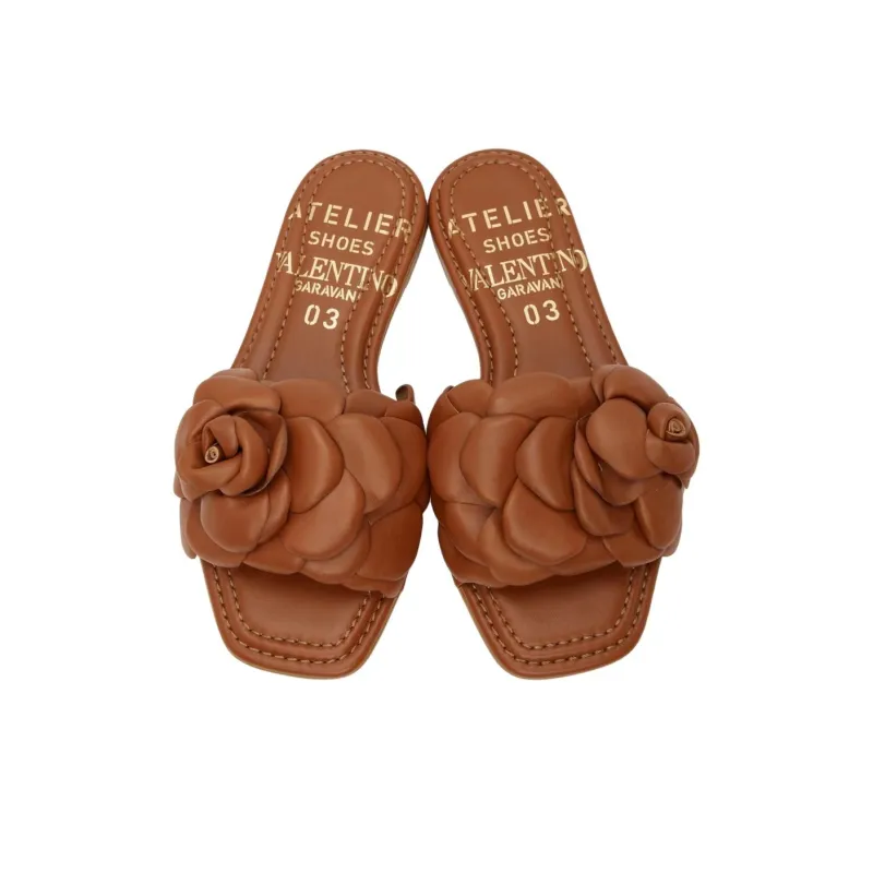 Valentino Atelier Slip-Resistant Slide Slippers Women's Brown-4