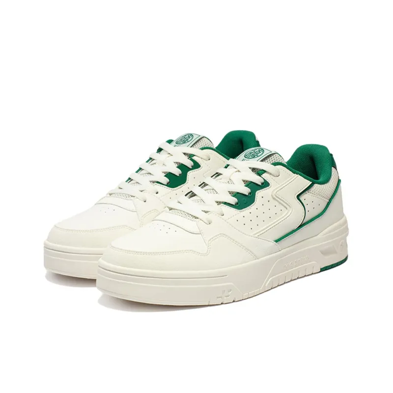 361° Wear Resistant Slip Resistant Low Top Skateboard Shoes Men's White Green-2