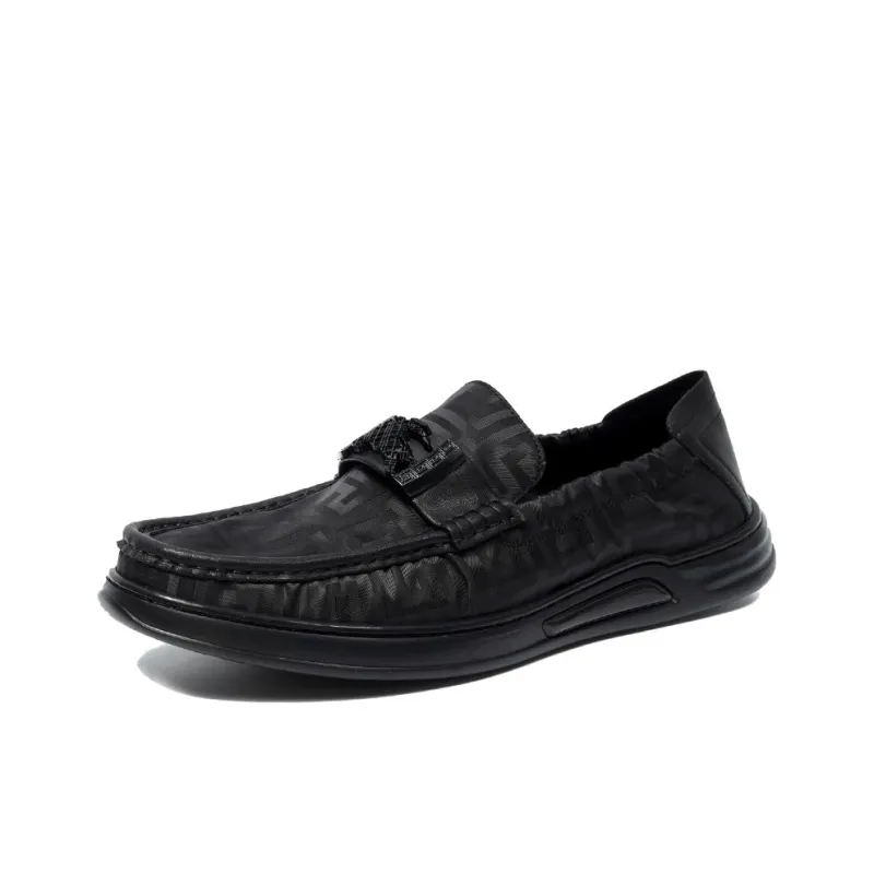 Bansley Soft Sole Versatile Gommino Loafers Men's Black-0