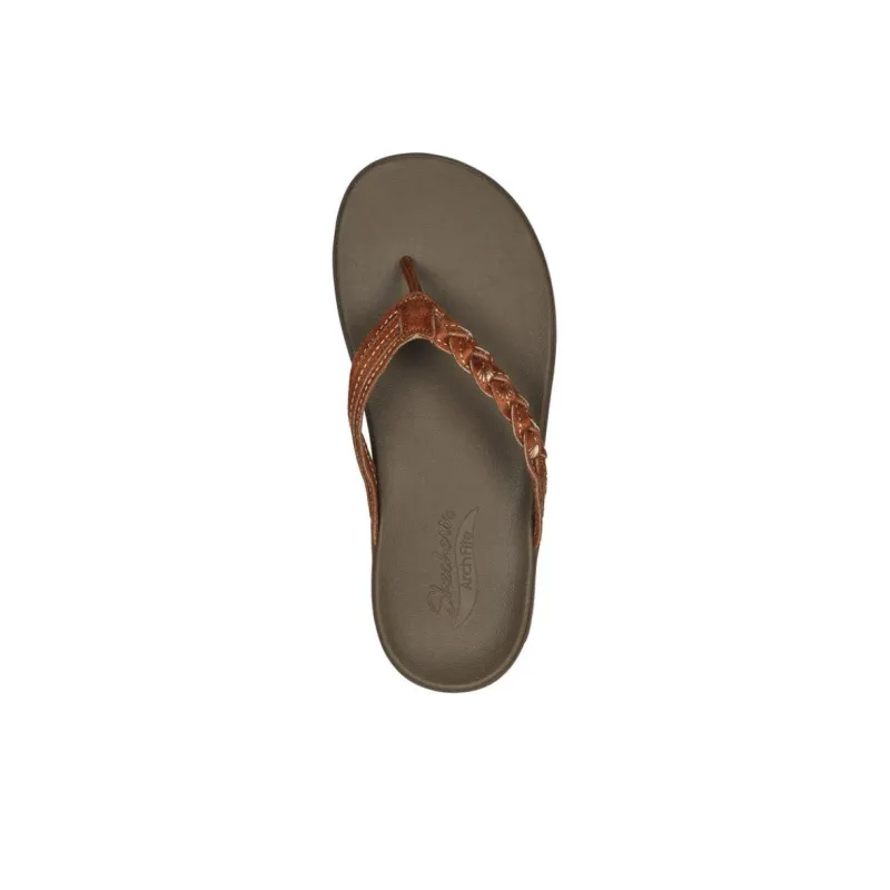 Skechers Arch Fit Abrasion Resistant Slip Resistant Flip Flops Women's Brown-3