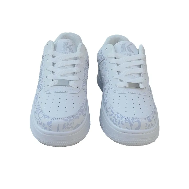 LIANGHUO Slip Resistant Cushioning Wear Resistant Low Top Skateboard Shoes Unisex Blue And White Porcelain-4