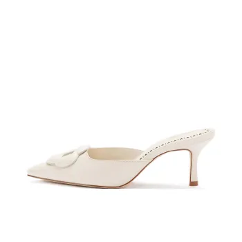 Larroude Closed Toe Slippers 6cm Women's White