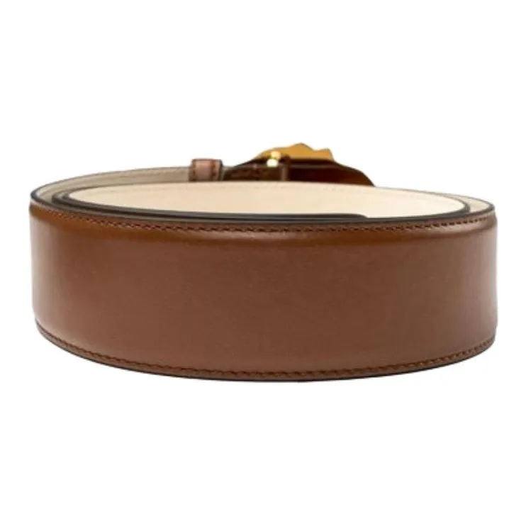VERSACE Solid Color Design Calfskin Leather Belts Men's Brown-1