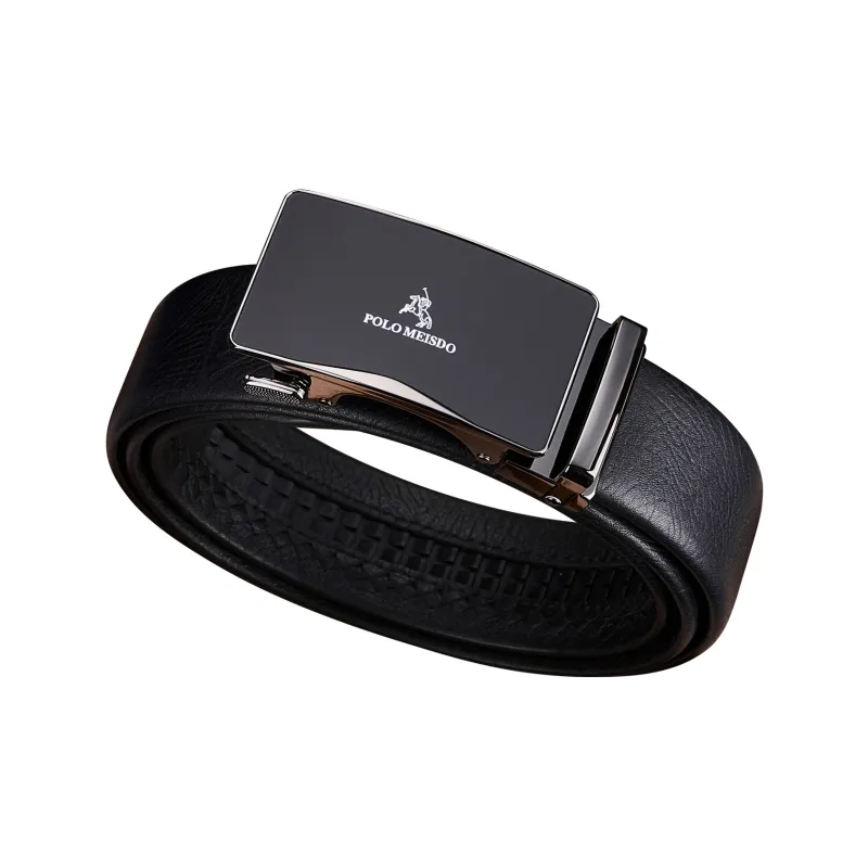 POLOMEISDO Soft Top Grain Cow Leather Automatic Buckle Belt Box Men's 3.5cm Box With Custom Exclusive Greeting Card-0