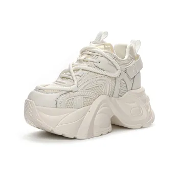 Shangjinni Cushioning Anti-Slip Wear-Resistant Breathable Lightweight Height Increasing Low-Top Chunky Sneakers Women's