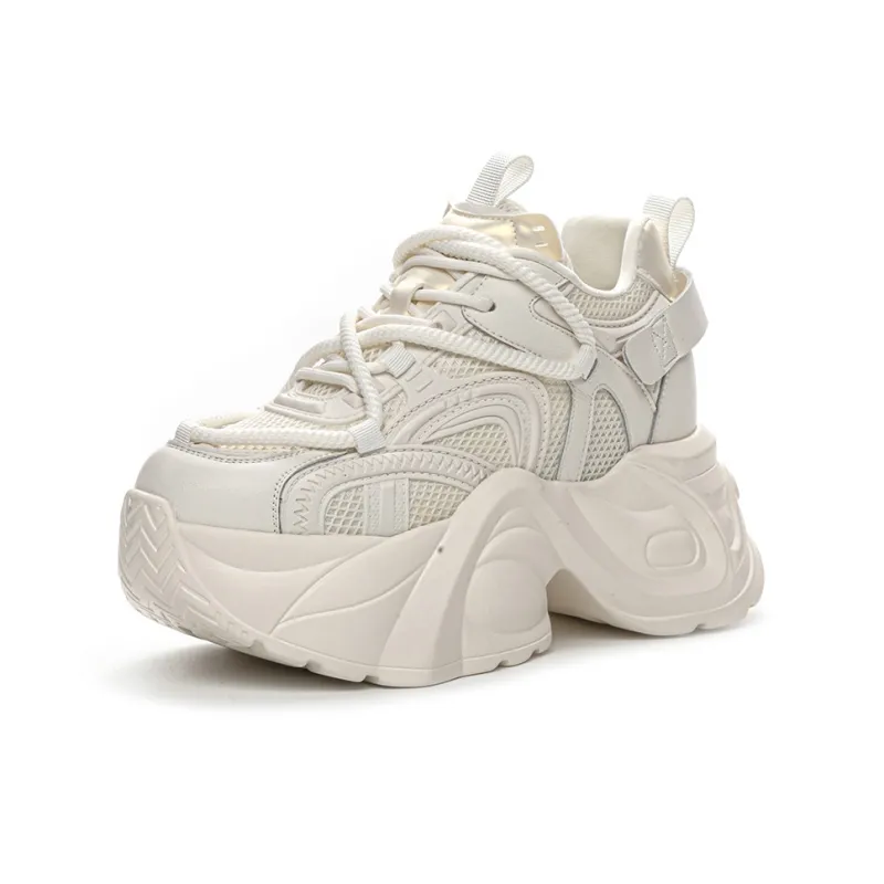 Shangjinni Cushioning Anti-Slip Wear-Resistant Breathable Lightweight Height Increasing Low-Top Chunky Sneakers Women's-0