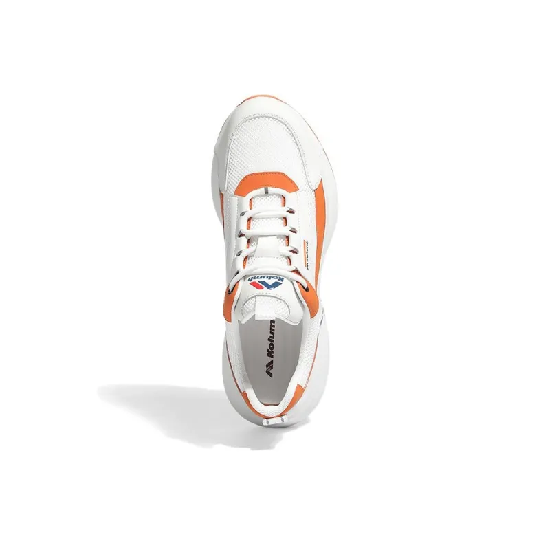 KOLUMB Slip Resistant And Breathable Low Top Casual Shoes Men's White Orange-4