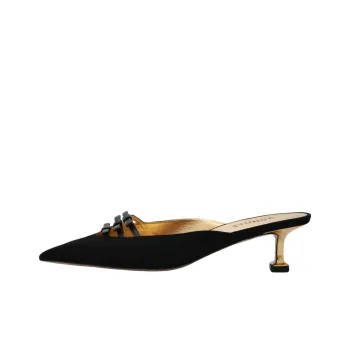 Schutz Closed Toe Slippers 5cm Women's Black