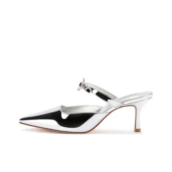 Larroude Closed Toe Slippers 6cm Women's Silver
