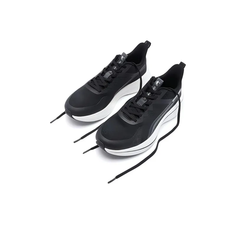 QIAODAN Wear Resistant Slip Resistant Low Top Casual Running Shoes Men's Black White-2