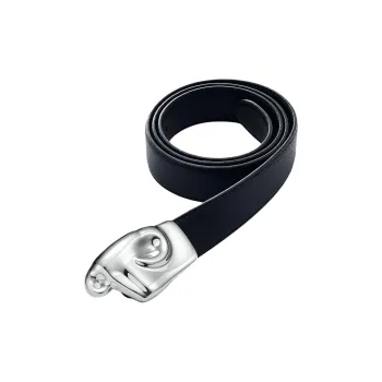 TIFFANY & CO. Solid Color Design Sterling Silver Leather Belts Men's Black -