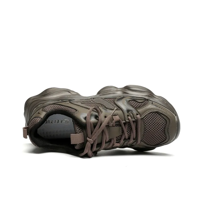Feiyue Anti-Slip Wear-Resistant Low-Top Chunky Sneakers Men's Dark Brown-3