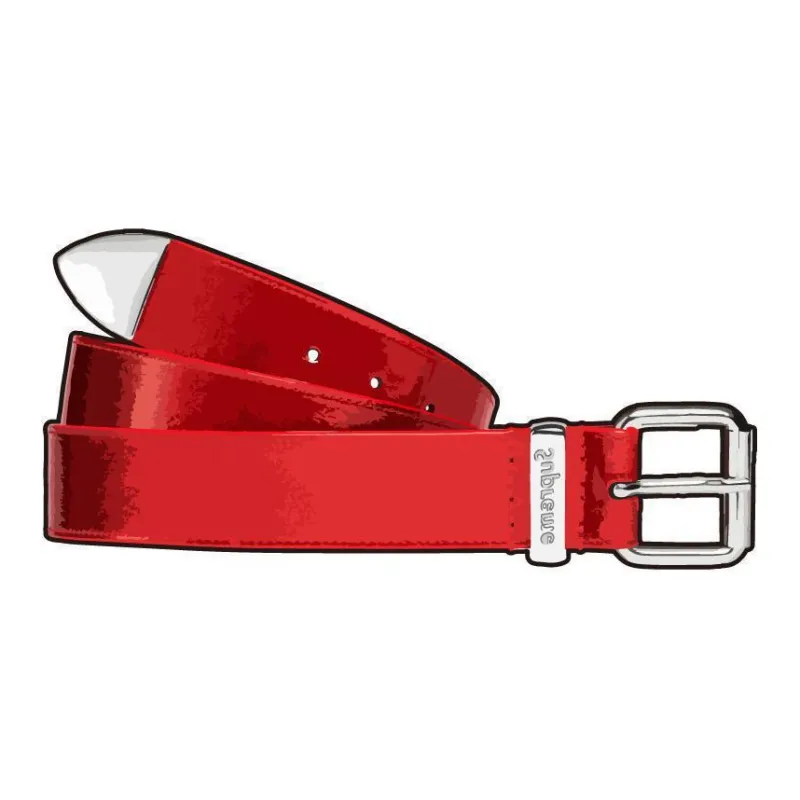 Supreme Brand Logo Leather Belts Unisex Red-1