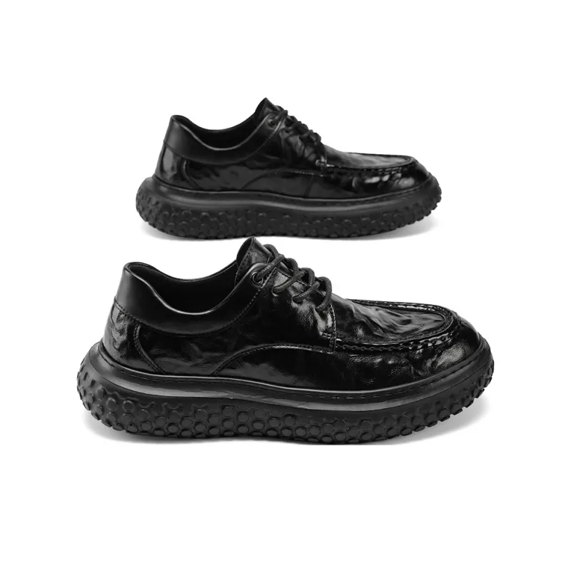G.N.SHIJIA Men's Casual Shoes Men Low Top Black/Dark Brown-4