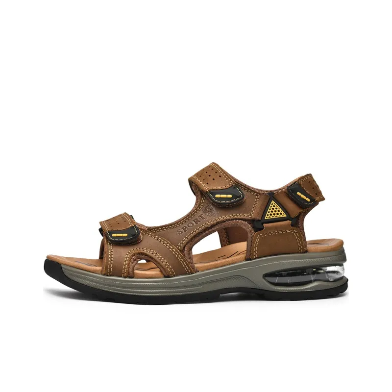 LAORENTOU Beach Sandals Men Black/Khaki/Dark Brown-4