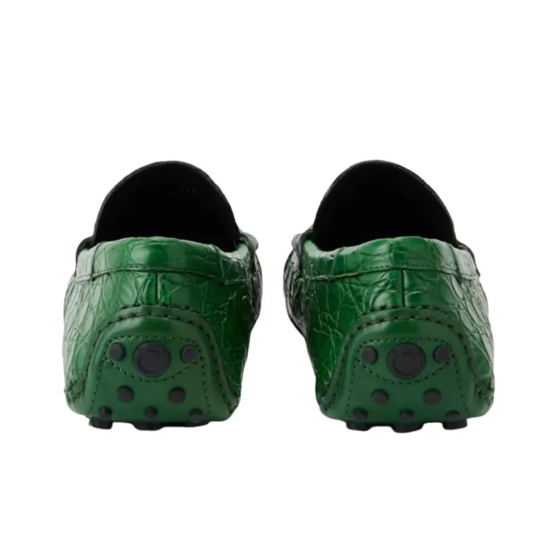 Ferragamo Embossed Crocodile Effect Leather Loafers-2