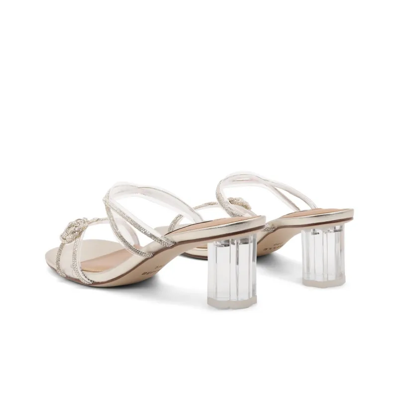 BELLE Rubber Sole Rhinestone Abrasion-Resistant Slide Slippers Women's Silver Gold-8