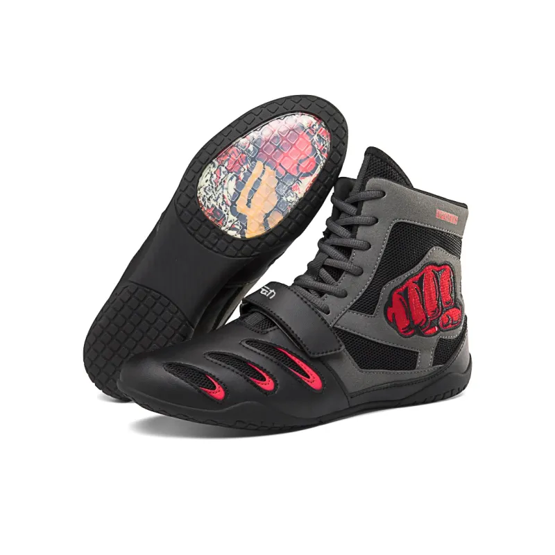 Locke Training Shoes Unisex High Top Red, Black-5