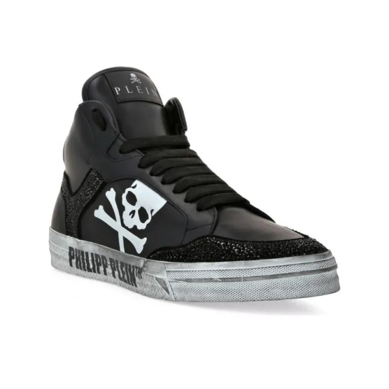 PHILIPP PLEIN Strass Retrokickz Tm High-Top Skateboard Shoes Men's Black-2