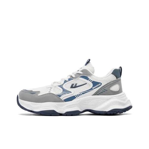 Warrior Height Increasing Wear Resistant Low Top Chunky Sneakers Men's White Blue