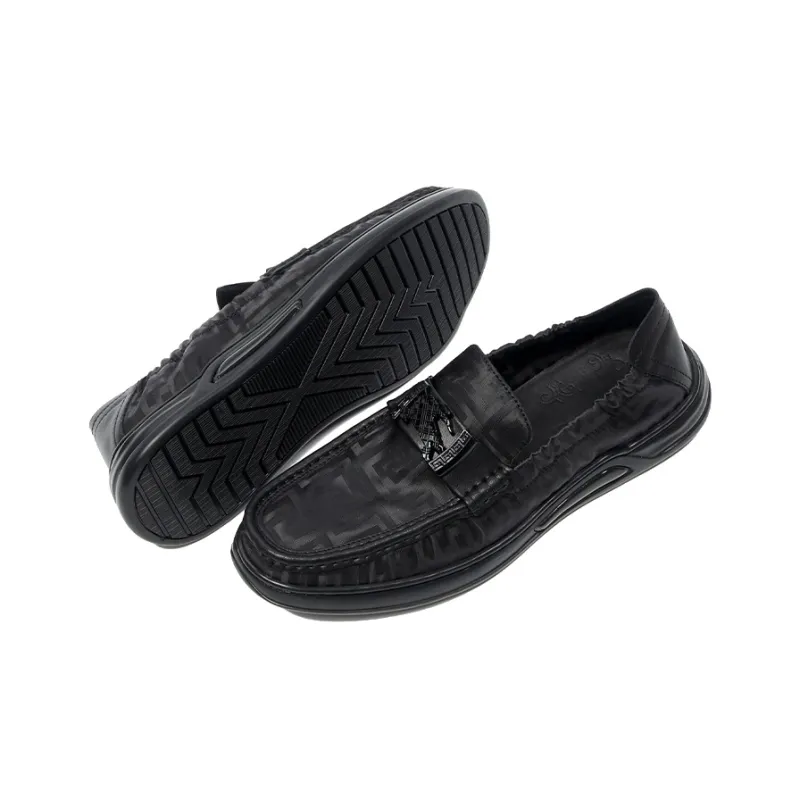 Bansley Soft Sole Versatile Gommino Loafers Men's Black-2