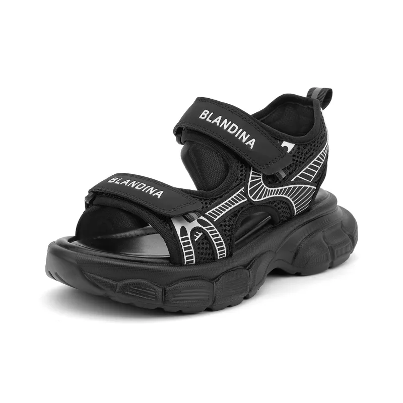 GEMEIQ Beach Sandals Women's Black/White/Silver-0