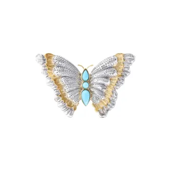 BUCCELLATI Turquoise, Silver Brooches Unisex Silver