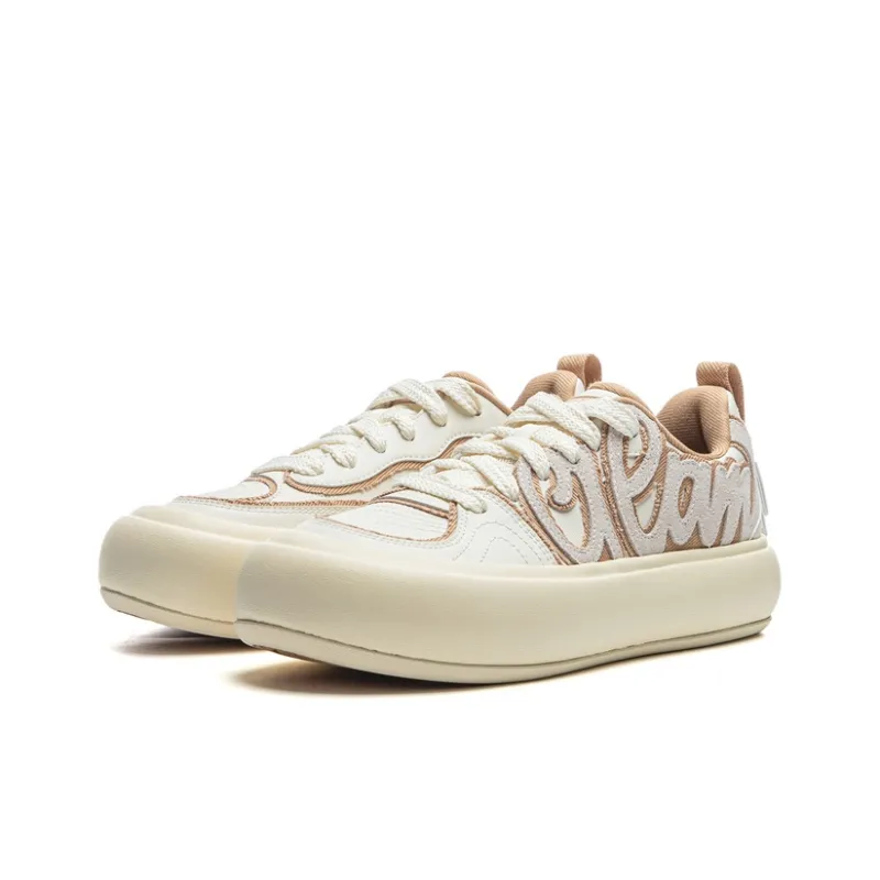 LiNing Puff Platform Trendy Collection Low Top Skateboard Shoes Women's White-2