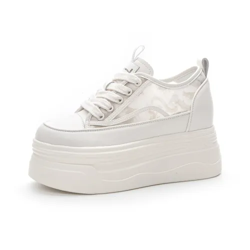 Shoe cabinet floral language Skateboard Shoes Women's Low Top White