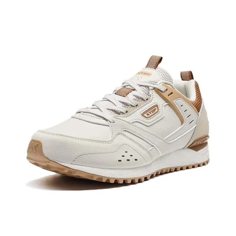 XTEP Classic 80 Anti Slip Wear Resistant Low Top Casual Shoes Men's Beige Brown-1