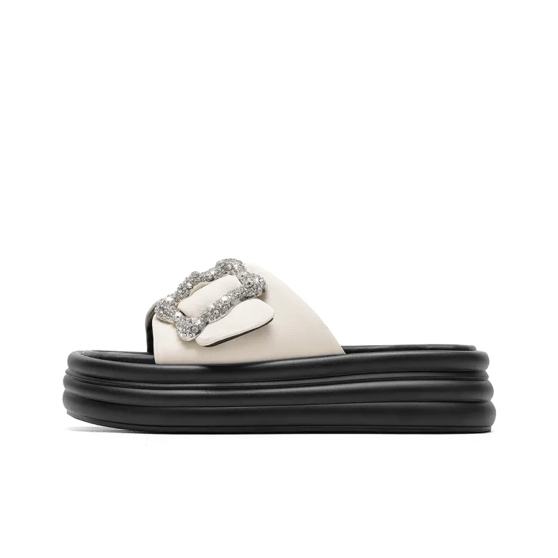 C°BANNER PU Polyurethane Slide Slippers Women's Beige-0