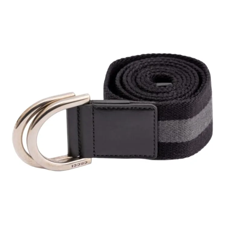 GUCCI Logo Identification Canvas Belt Unisex Black/Gray-1