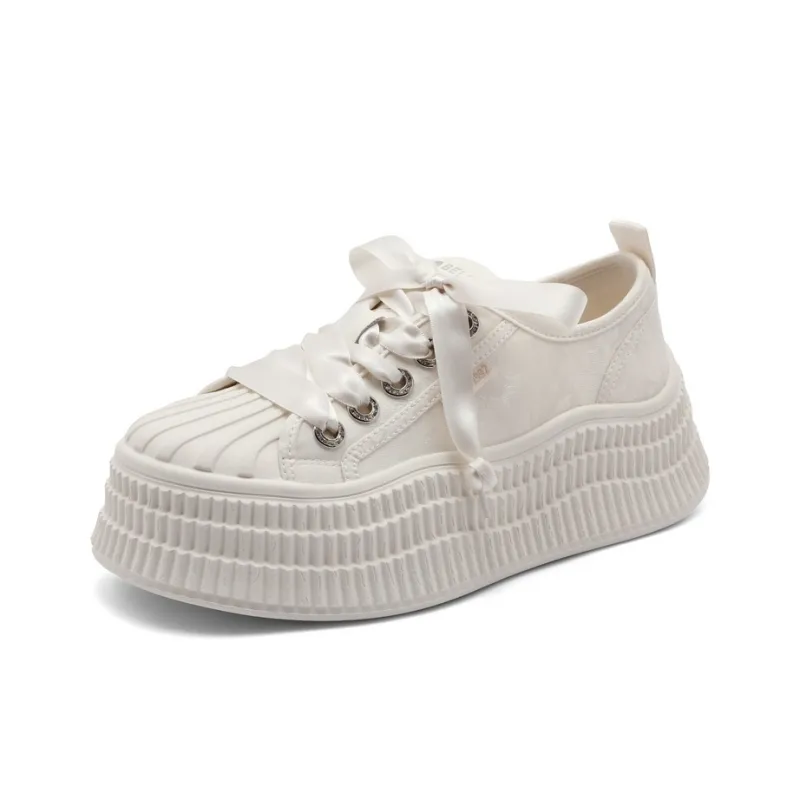 BELLE Low Top Skateboard Shoes Women's Pink, Beige-0