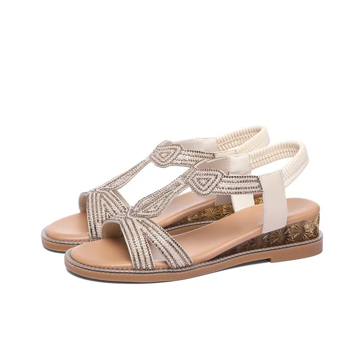 Golden Silk Rabbit Strap Sandals Women's-10