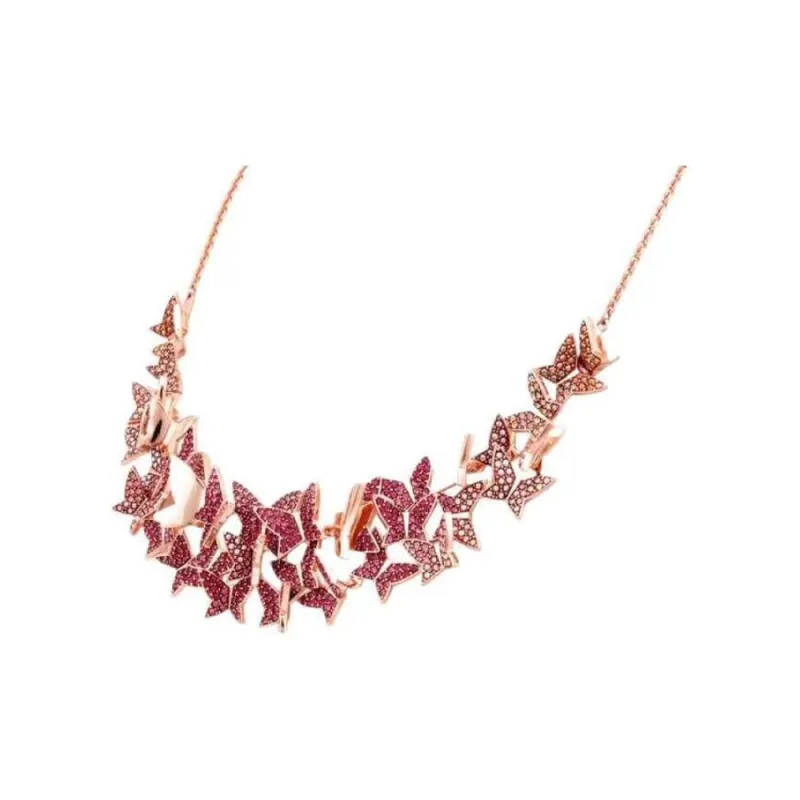 Swarovski Alloy Silver-Plated Necklaces Women's Pink-1