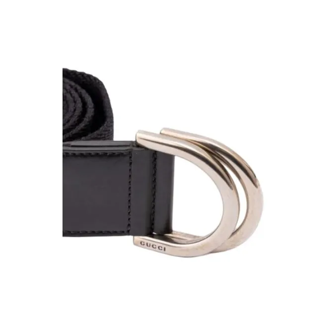 GUCCI Logo Identification Canvas Belt Unisex Black/Gray-2