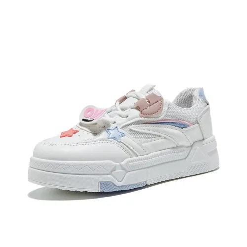 Komanic Skateboard Shoes Women's Low-Top Pink/White