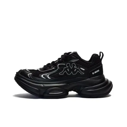 Kappa Non slip Wear resistant Shock Absorption Low Top Chunky Sneakers Women's Black
