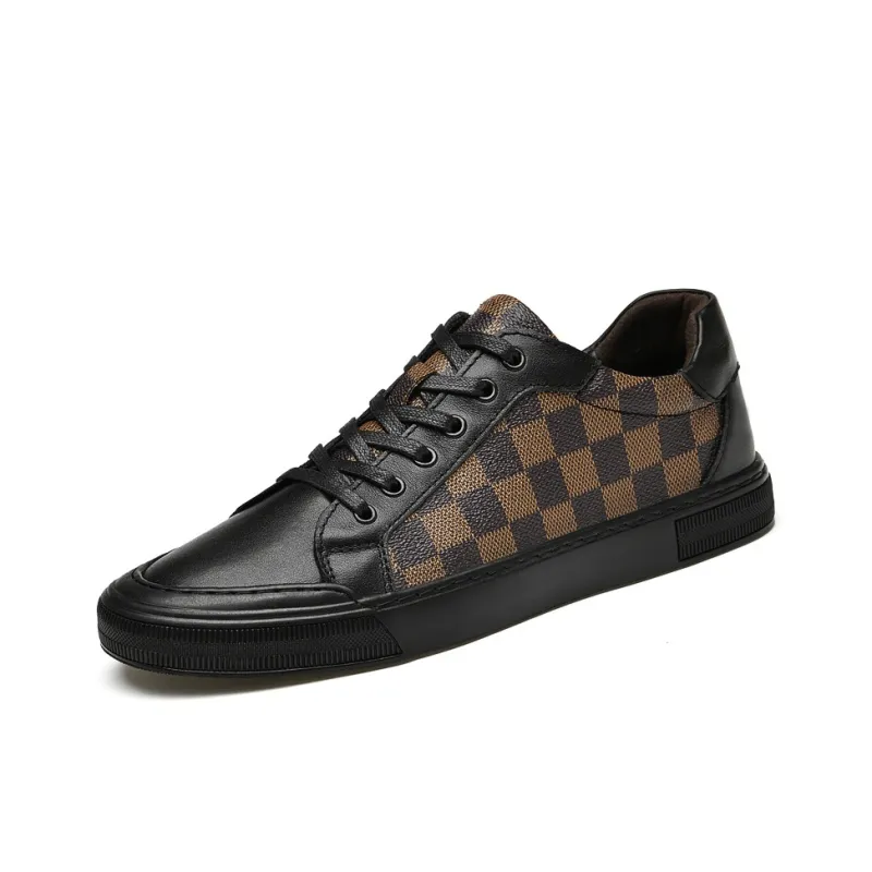 LAORENTOU Men's Casual Shoes Men Low Top Black Gray/Black Brown-4