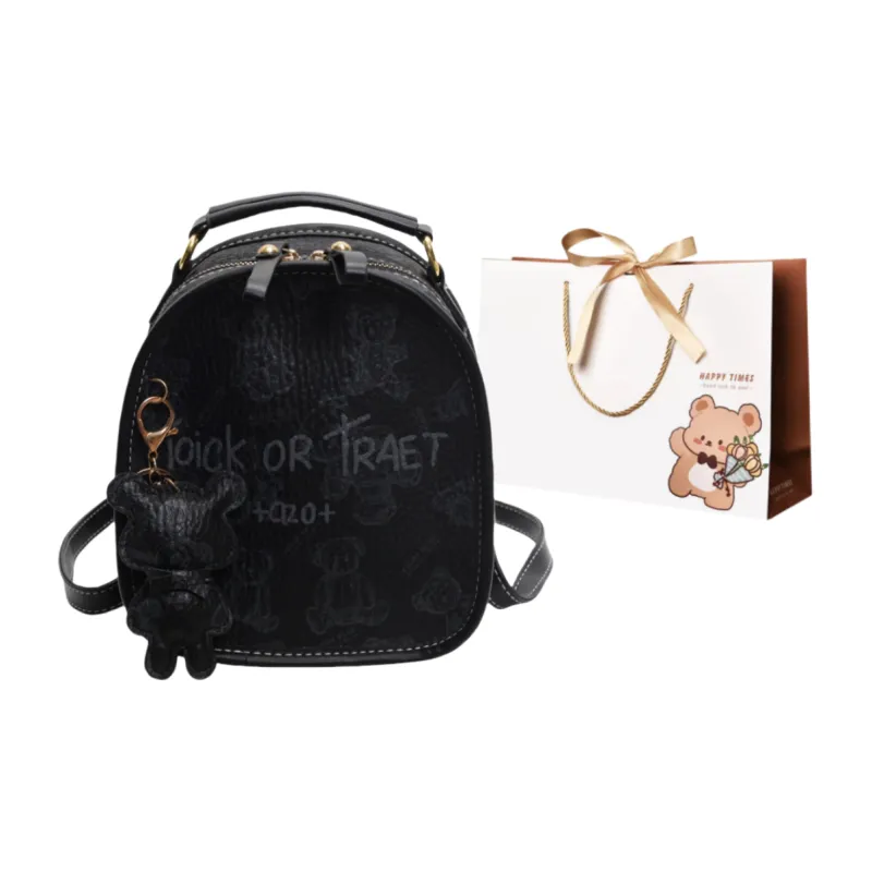 ERANGBEAR PU Backpack Small Size Women's Brown/Black/Pink/White-2