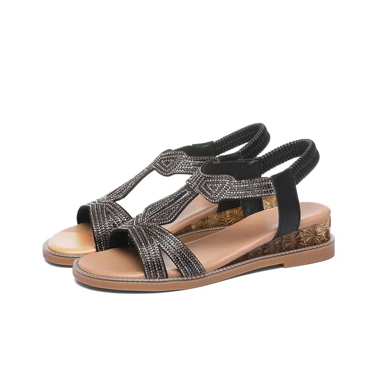 Golden Silk Rabbit Strap Sandals Women's-2