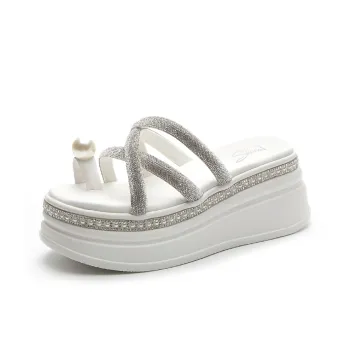 Shoe Cabinet Floral Language Slide Slippers 6cm Women's