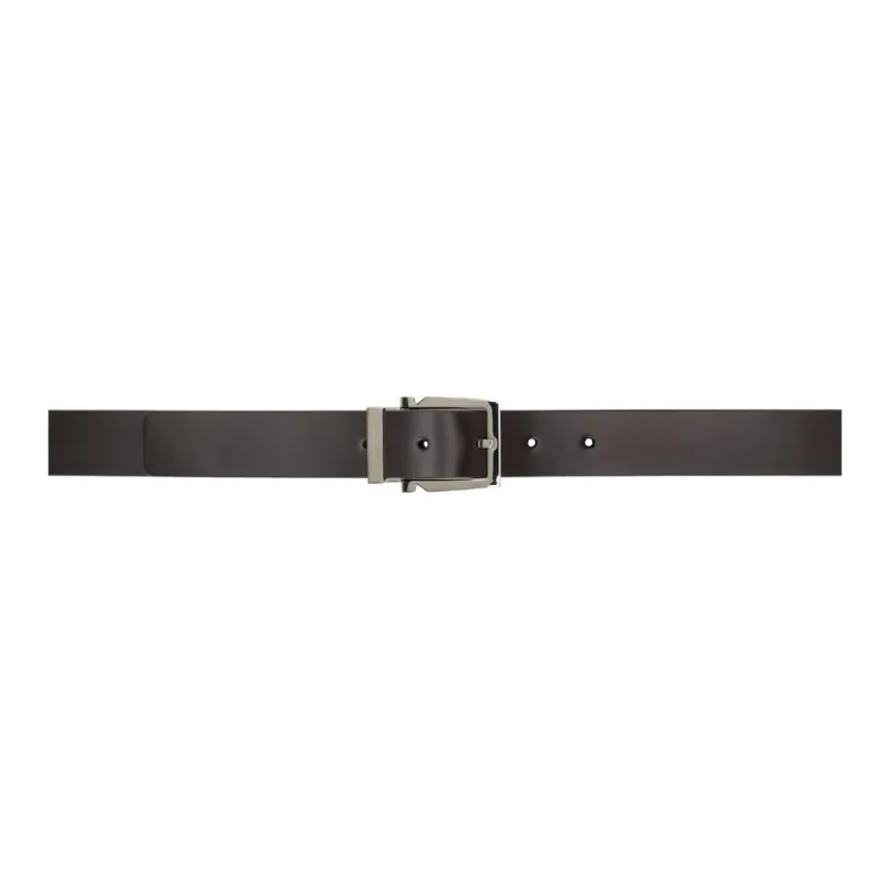 FERRAGAMO Micro-Logo Brogues Calfskin Leather Belts Men's Brown Width: 2.5CM-1