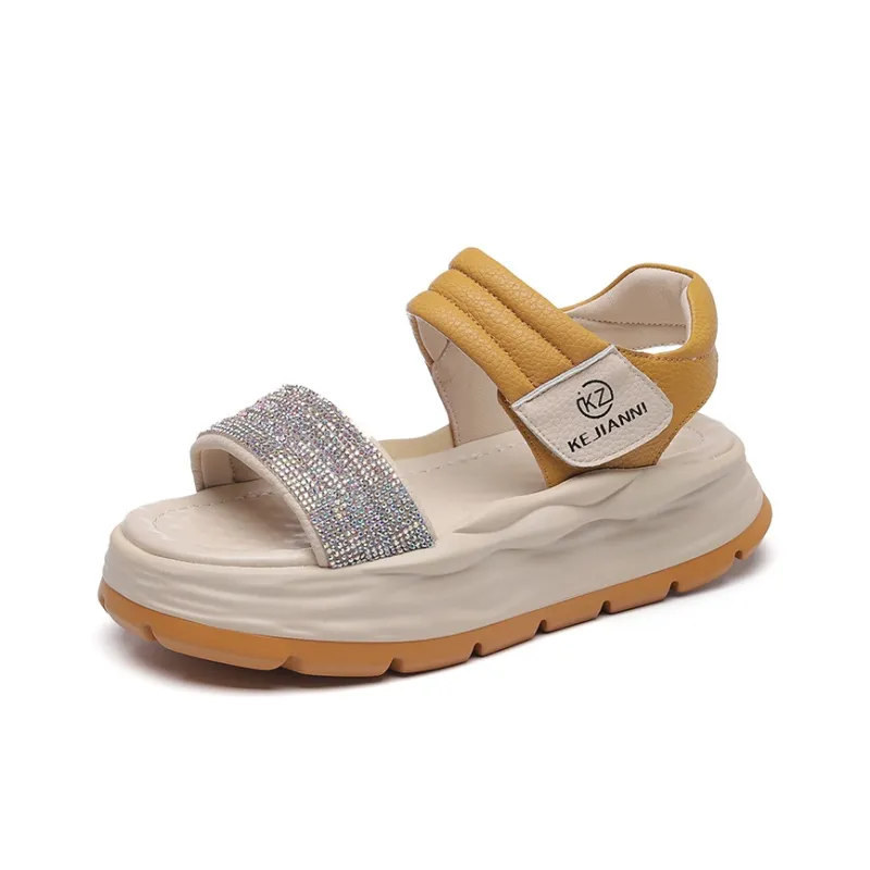 KEJIANNI Beach Sandals Women's White/Yellow-8