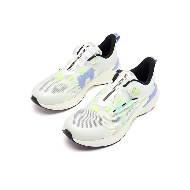 QIAODAN Anti Slip And Wear Resistant Breathable Low Top Sprint Running Shoes Men's Jordan White Phantom Green-3