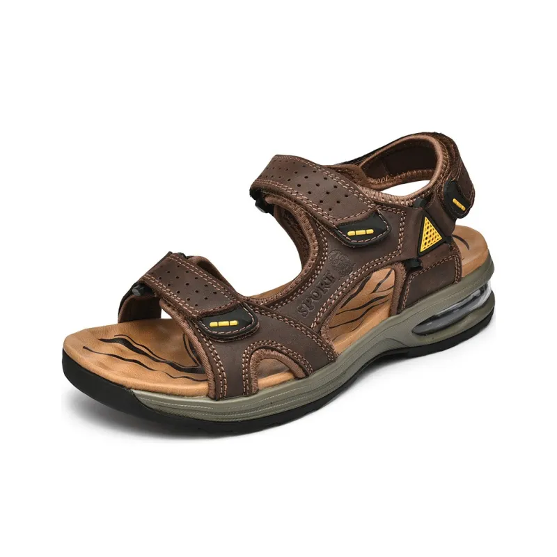 LAORENTOU Beach Sandals Men Black/Khaki/Dark Brown-9