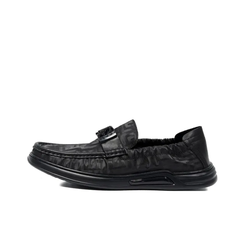 Bansley Soft Sole Versatile Gommino Loafers Men's Black-3